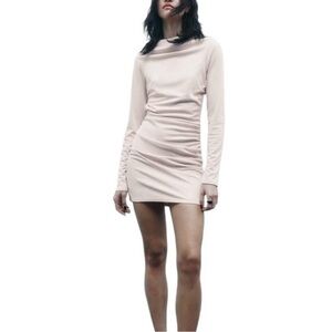 ZARA OPEN-BACK DRESS WITH HOOD BEIGE-PINK SIZE XL